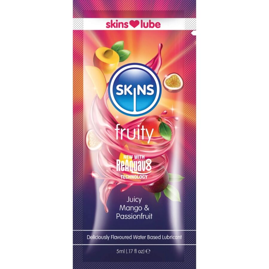 SKINS Fruity lubrikant s okusom manga i marakuje, 5 ml