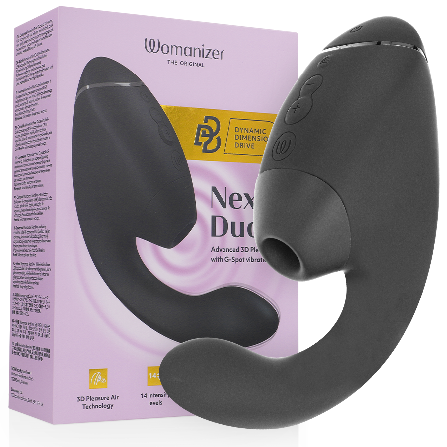 Womanizer Duo Next vibrator s tlačnim valovima, crni