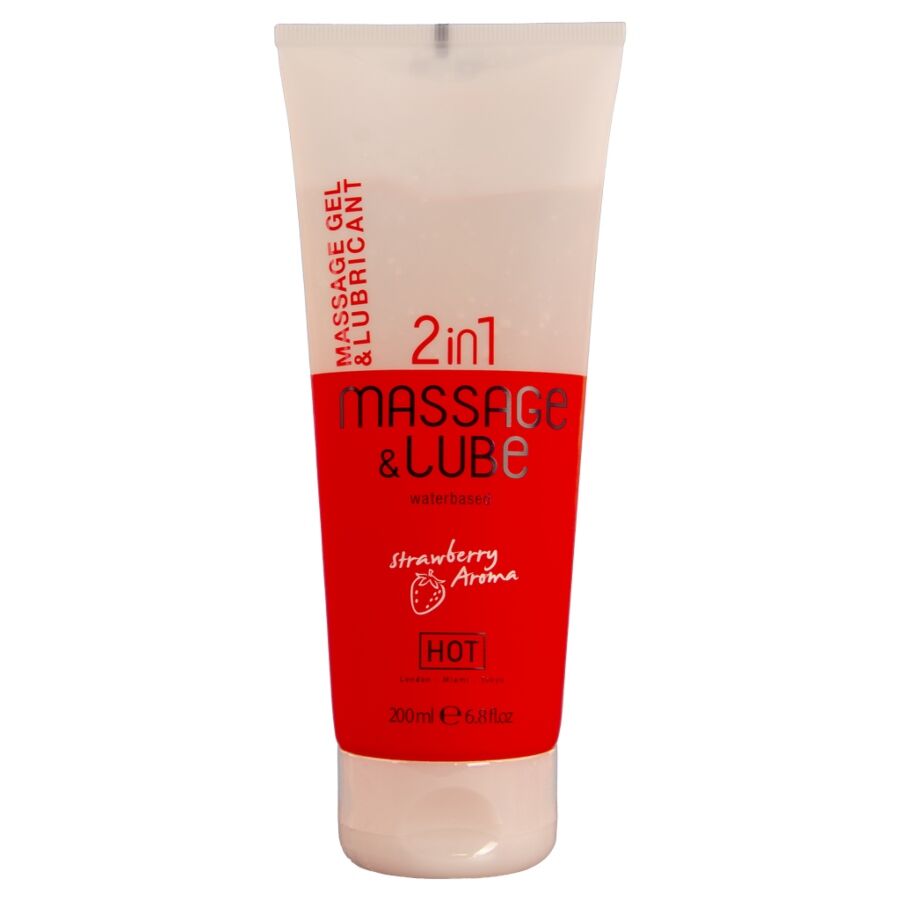 HOT masažni gel i lubrikant s okusom jagode, 200 ml