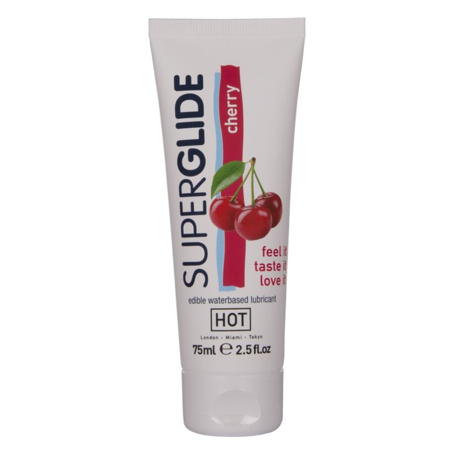 HOT Superglide jestivi lubrikant s okusom višnje, 75 ml