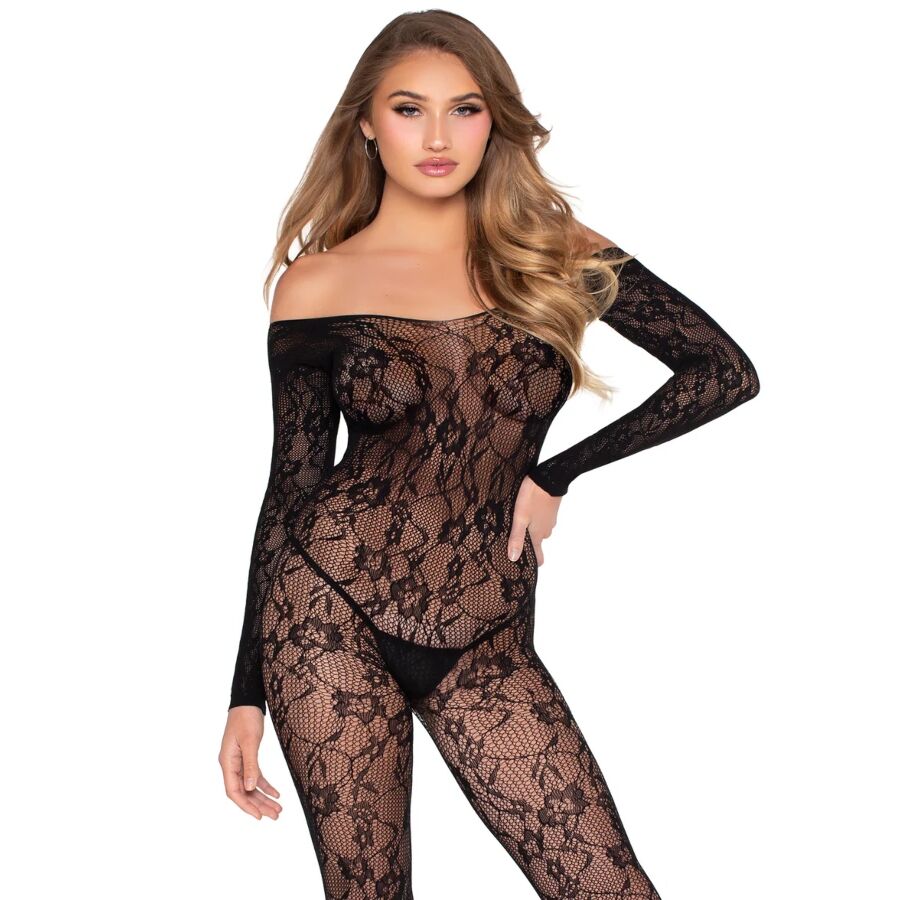 Leg Avenue 89366 bodystocking od crne cvjetne čipke
