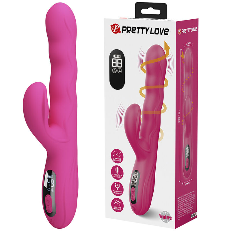 Pretty Love Winters rabbit vibrator sa zaslonom LED, ružičasti