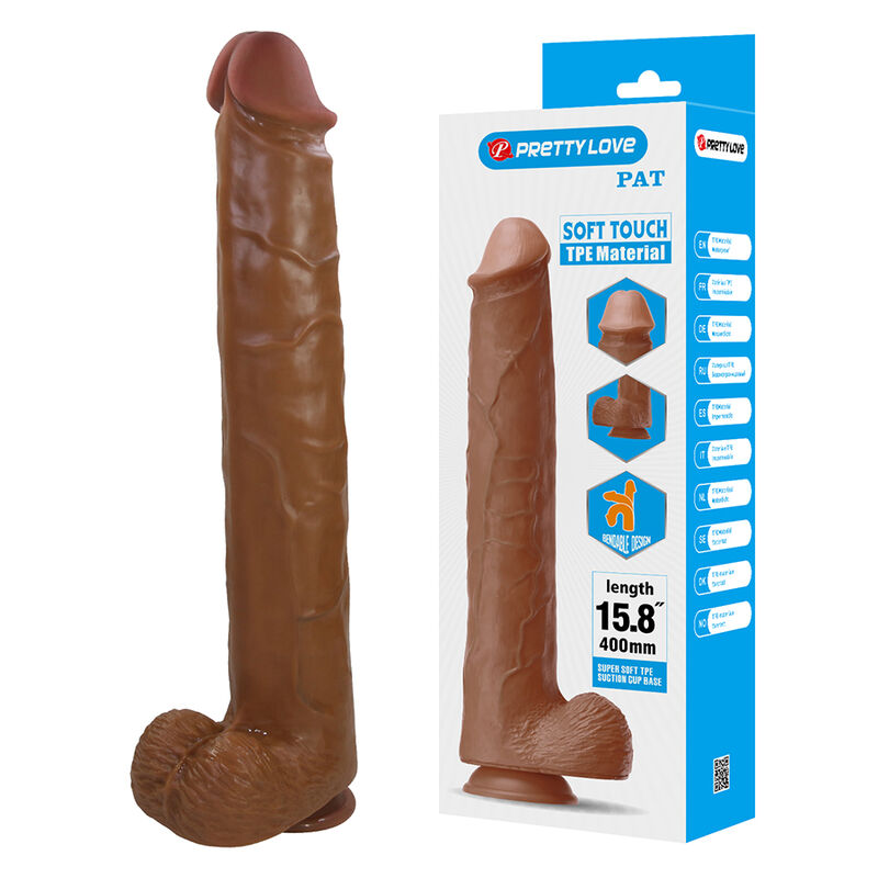 Pretty Love Pat realistični dildo s vakuumskom čašicom, 40 cm