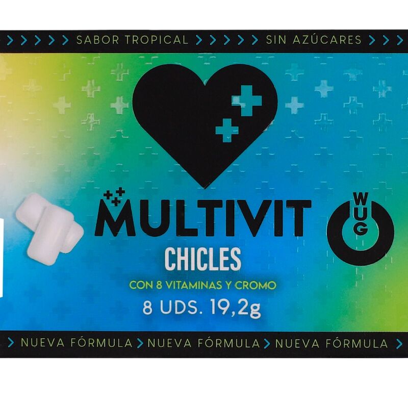 WUG GUM Multivit vitaminska žvakaća guma, tropski okus, 8 komada