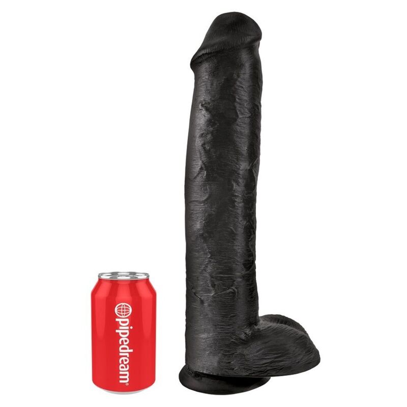 KING COCK realistični dildo s testisima, 38 cm, crni