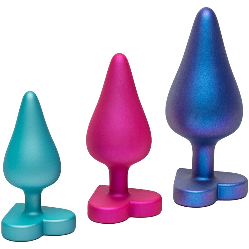 ROMP Luster set analnih čepova s bazama u obliku srca