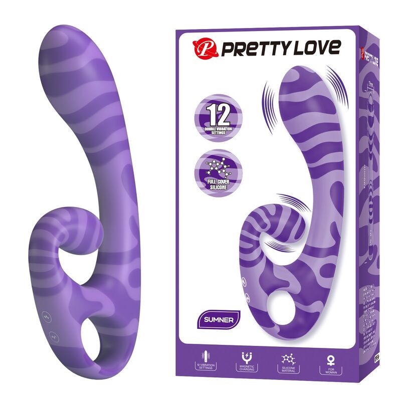 Pretty Love Summer dvostrani vibrator s ručkom, 19 cm, ljubičasti