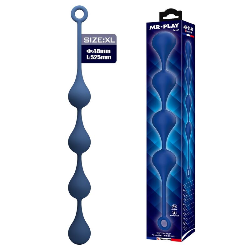 MR PLAY analni lanac od silikona, XL, plavi