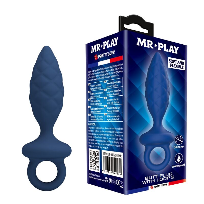 MR PLAY analni čep s teksturom i prstenom, plavi, veličina S