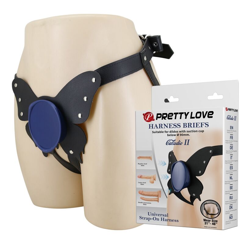 Pretty Love pojas za strap-on u stilu gaćica, crno-plavi