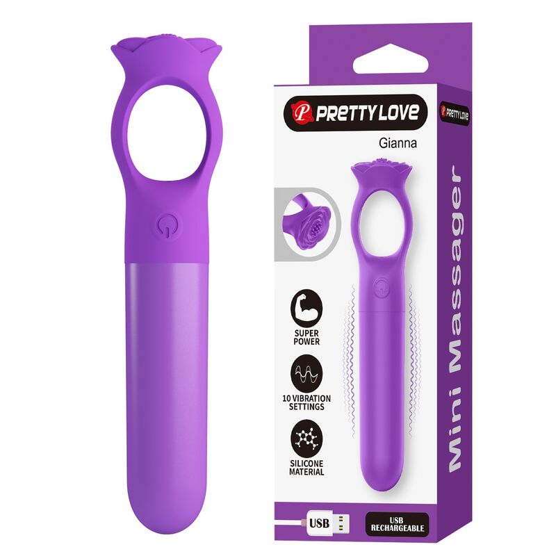Pretty Love Giana mali vibrator s prstenastom drškom, ljubičasti