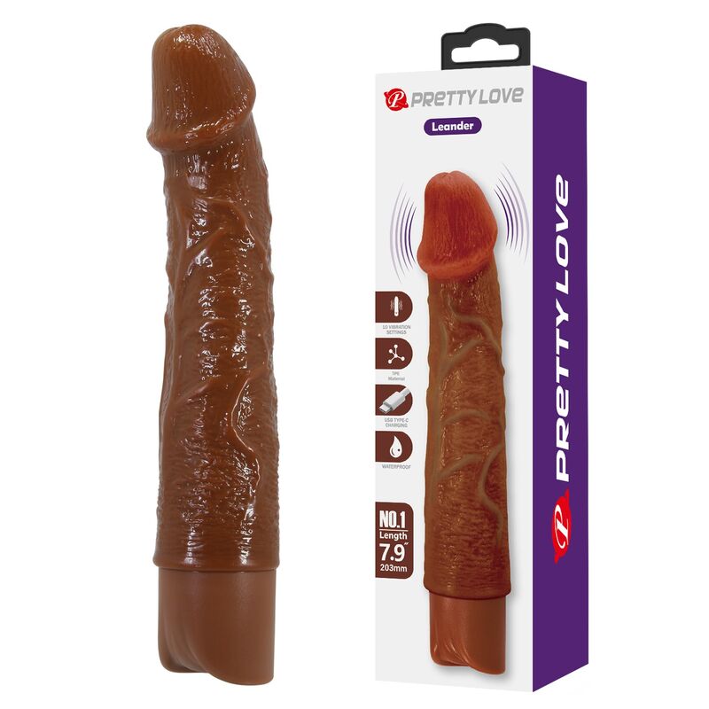 PRETTY LOVE Leonardo analni vibrator, 20 cm, smeđi