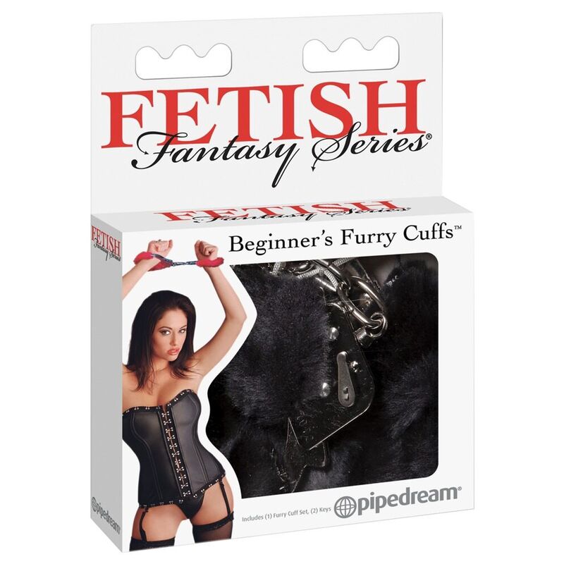 FETISH FANTASY SERIES Furry Cuffs, crne lisice s umjetnim krznom