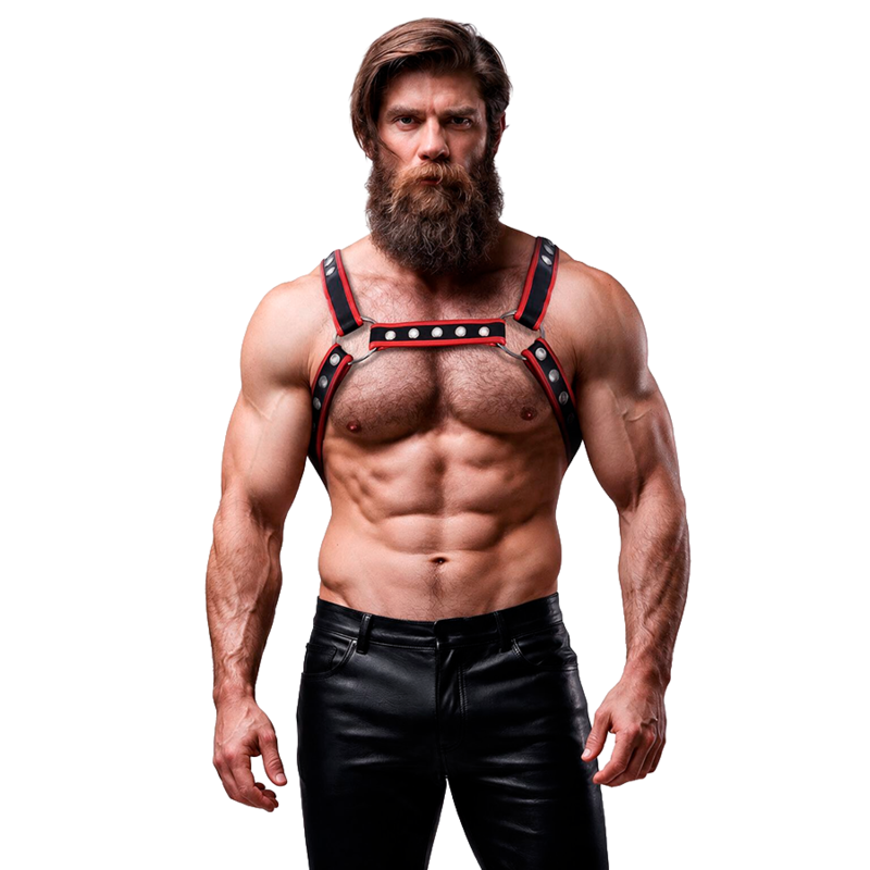Fetish Submissive Attitude Bulldog muški harness, crno crveni