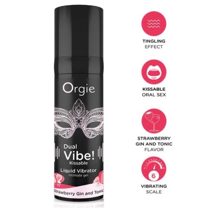 ORGIE Dual Vibe stimulacijski gel s okusom jagode i gin tonika, 15 ml