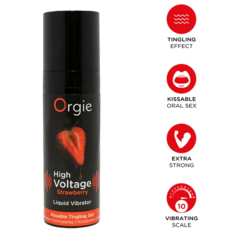 ORGIE High Voltage stimulacijski gel s okusom jagode, 15 ml
