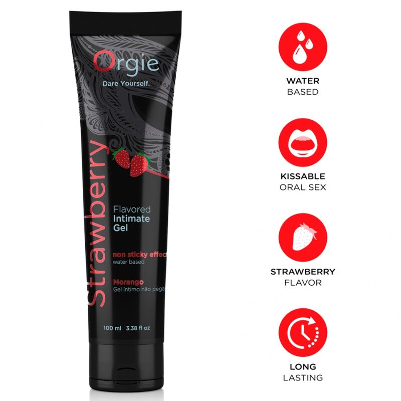 ORGIE Strawberry Kissable lubrikant na bazi vode s okusom jagode, 100 ml