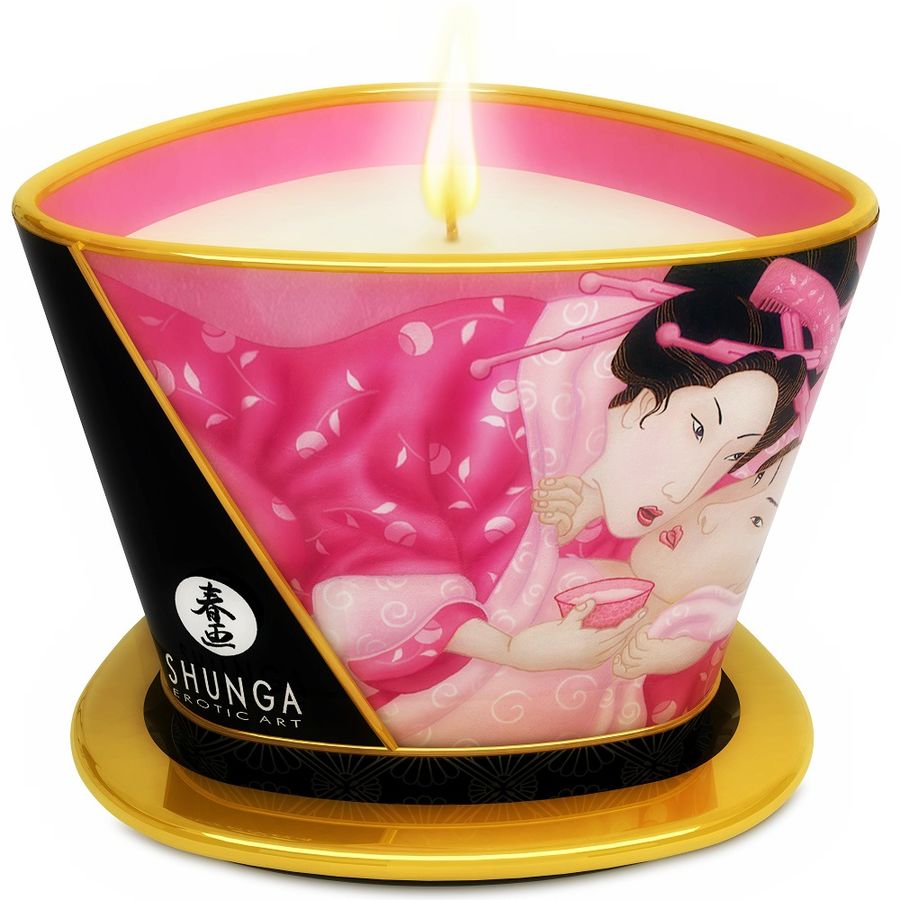 Shunga Mini Caress masažna svijeća s mirisom ruže, 170 ml