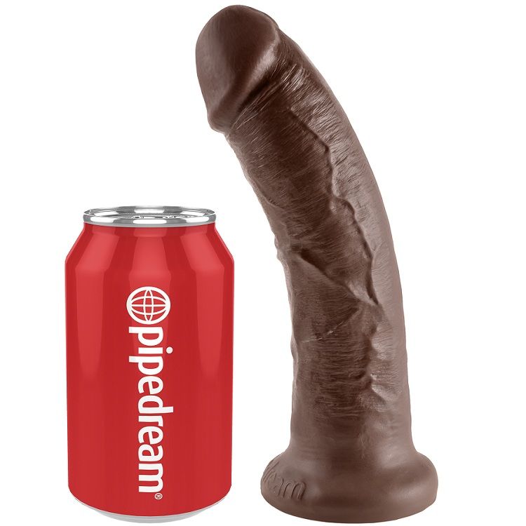 KING COCK 8 dildo s vakuumskom čašicom, smeđi, 20,3 cm