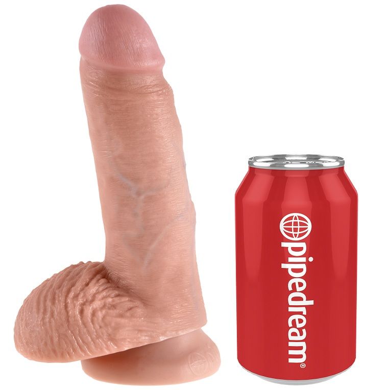 KING COCK dildo s vakuumskom čašicom i testisima, 17,8 cm