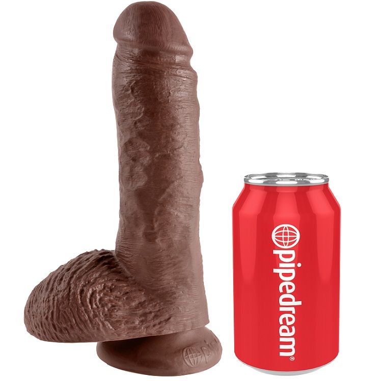 KING COCK realističan dildo s testisima, smeđi, 20,3 cm