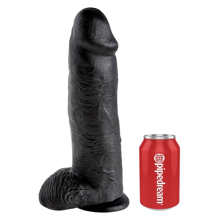 KING COCK dildo s testisima, crni, 30,48 cm