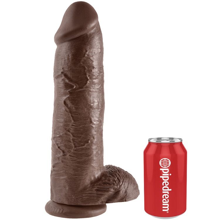 KING COCK dildo s testisima, smeđi, 30,48 cm