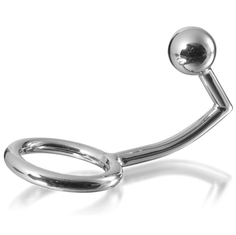 METAL HARD penisni prsten s analnom kuglicom