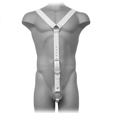 LEATHER BODY muški kožni harness, bijeli