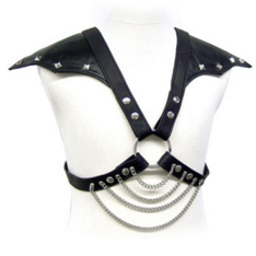 Kožni harness za muškarce s metalnim lancima