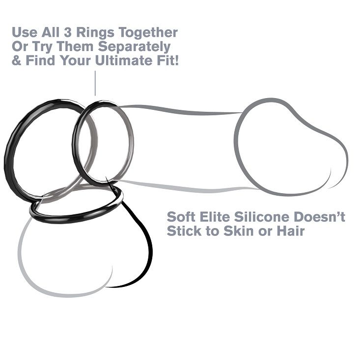 FANTASY C-RINGZ set silikonskih prstenova za penis, 3 komada