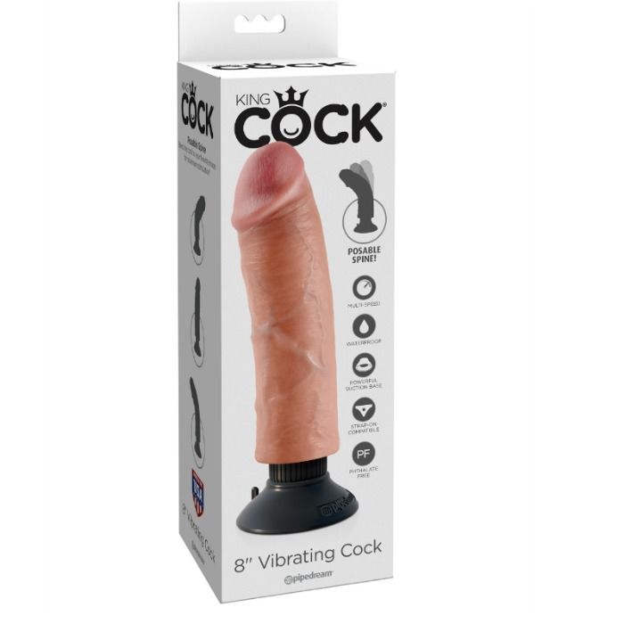 KING COCK realistični vibrator, 20,32 cm, boje kože