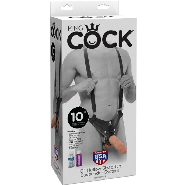 KING COCK dildo za strap on s šupljom osovinom i crnim pojasom