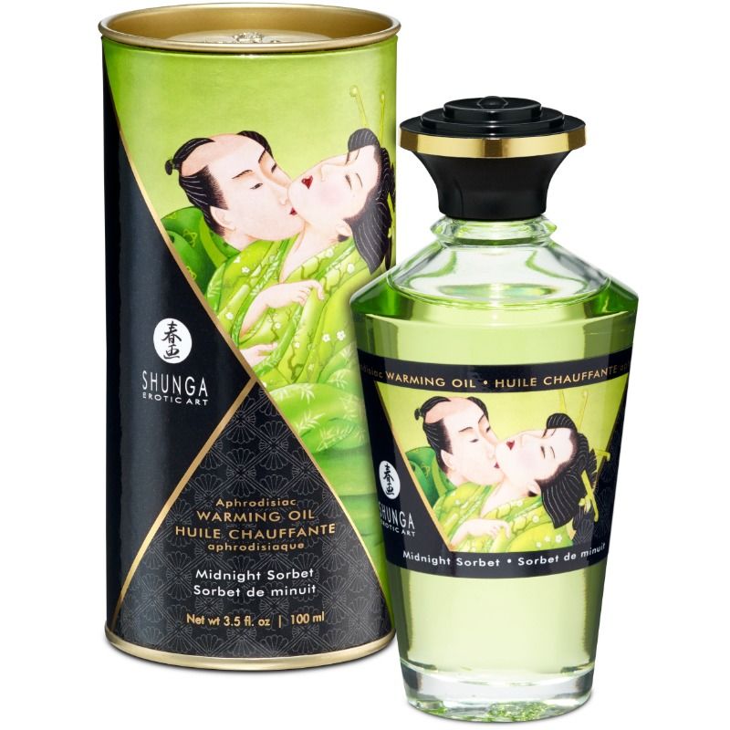 Shunga masažno ulje Midnight Sorbet s učinkom zagrijavanja, 100 ml