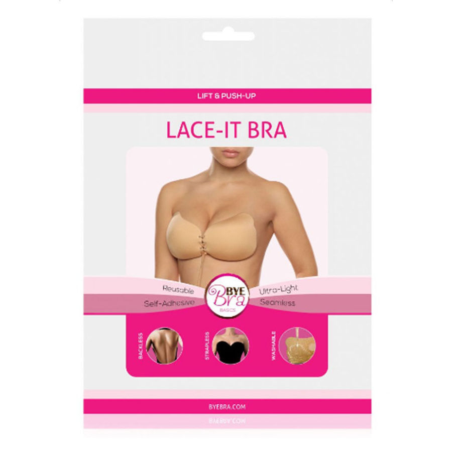 BYE BRA Lace It samoljepljivi push up grudnjak, crni, košarica C