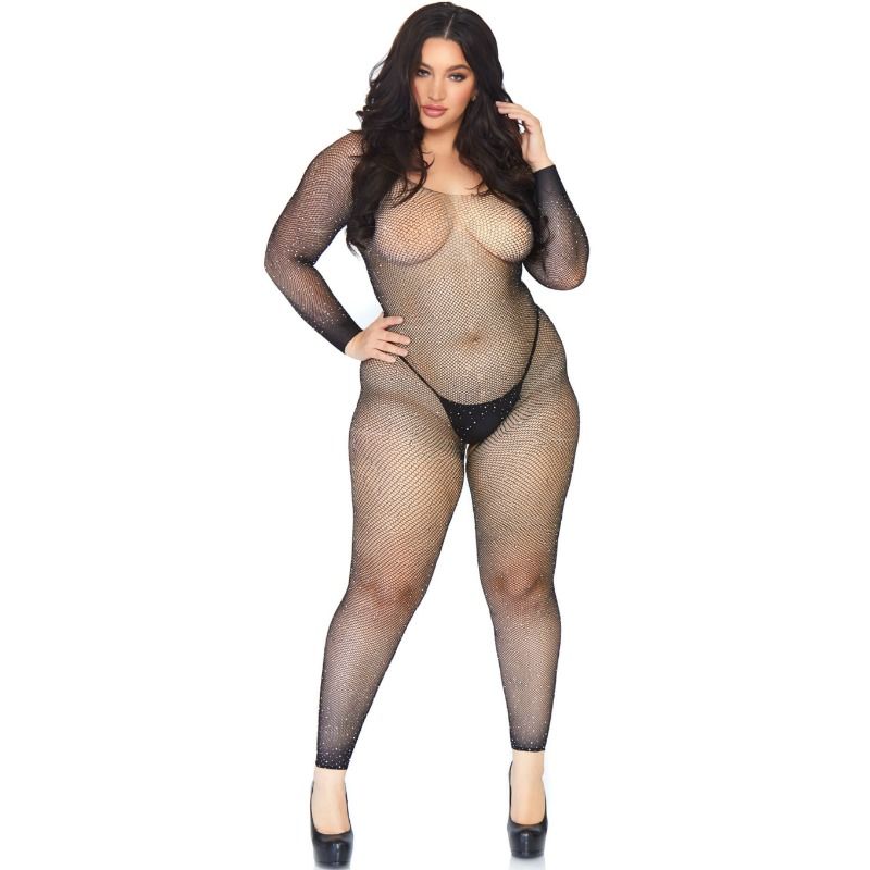 Crni mrežasti bodystocking Leg Avenue s dugim rukavima