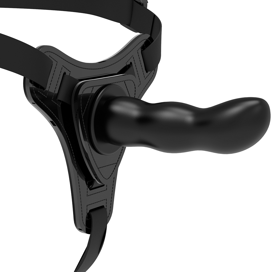 Fetish Submissive pojas za strap-on od silikona, crni, 16 cm