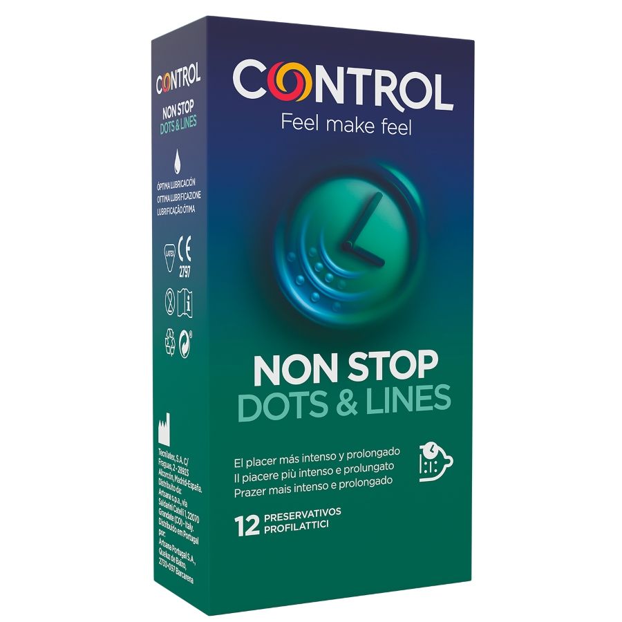 CONTROL Nonstop rebrasti kondomi s točkicama, 12 komada