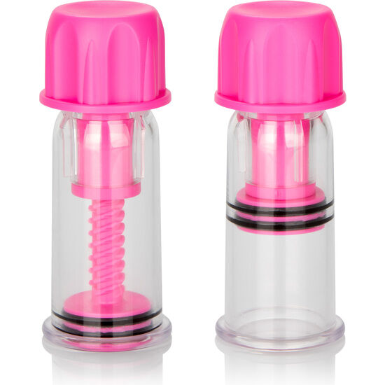 CalExotics Twist Pink nastavci za bradavice s vakuumom, 2 komada