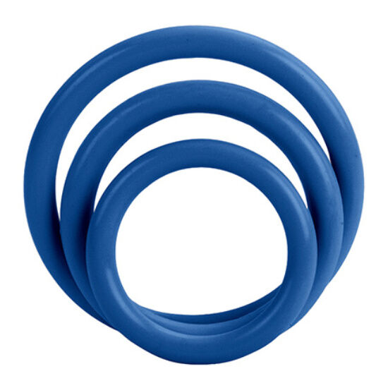 CalExotics Tri Rings Blue: tri fleksibilna prstena za penis
