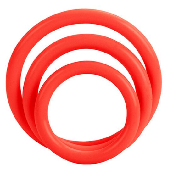 CalExotics Tri Rings Set Red, tri fleksibilna penisna prstena