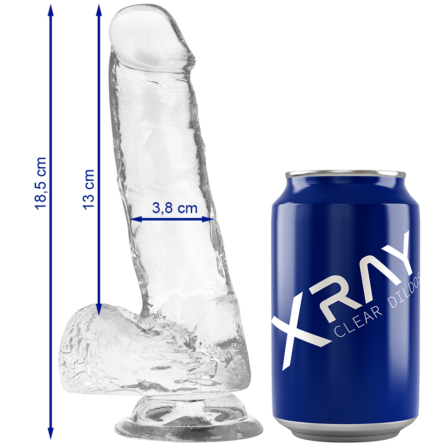 X RAY Clear realistični dildo s vakuumskom čašicom, 18,5 cm