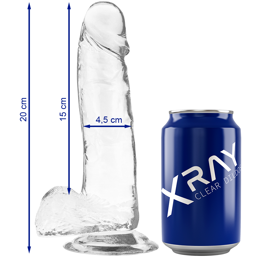X RAY Clear realistični dildo s testisima, 20 cm