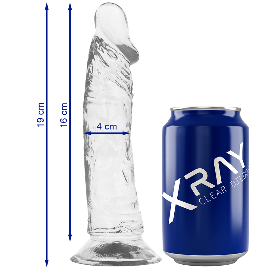 X RAY Clear realistični dildo s vakuumskom čašicom, 19 cm