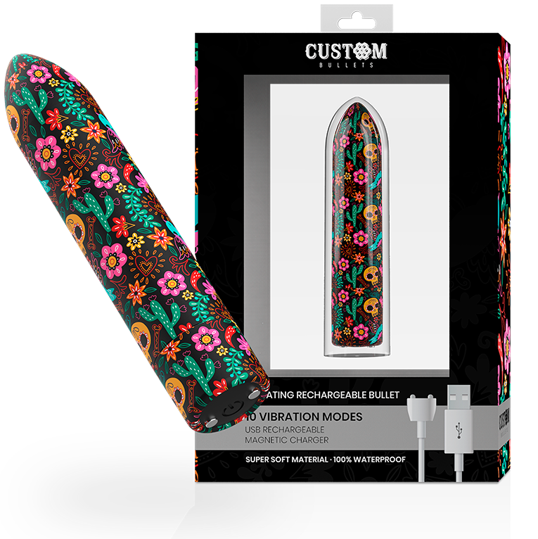 CUSTOM BULLETS mini vibrator s motivom lubanje