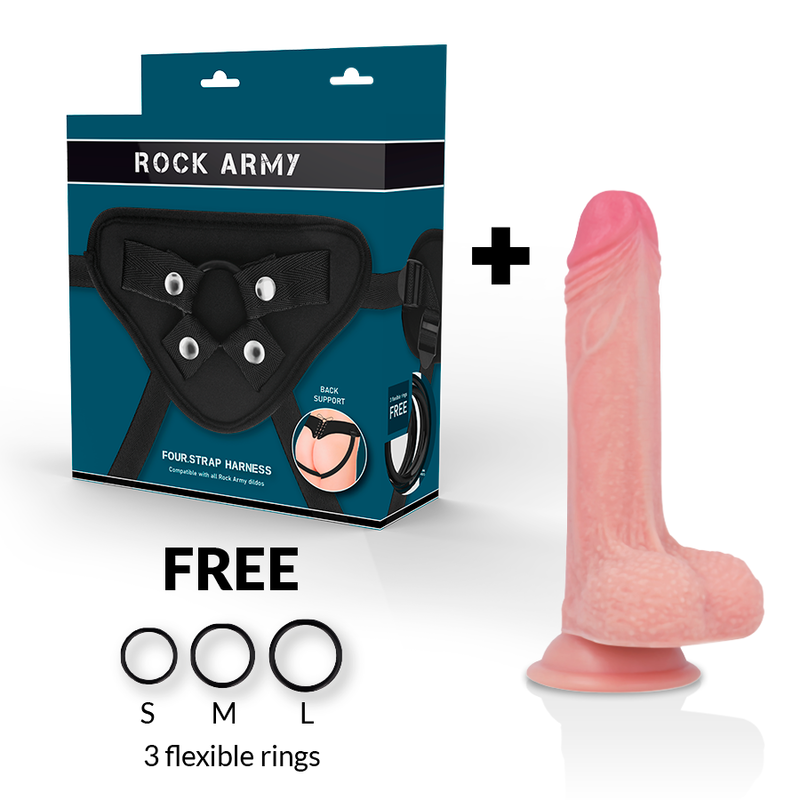 ROCK ARMY Mustang realistički dildo s pojasom, 18 cm